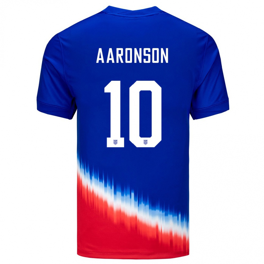 Kids Football United States Paxten Aaronson #10 Blue Away Jersey 24-26 T-Shirt Canada