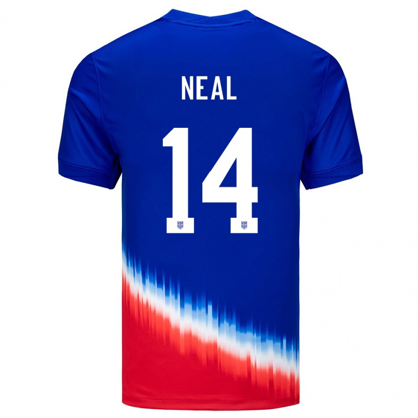 Kids Football United States Jalen Neal #14 Blue Away Jersey 24-26 T-Shirt Canada