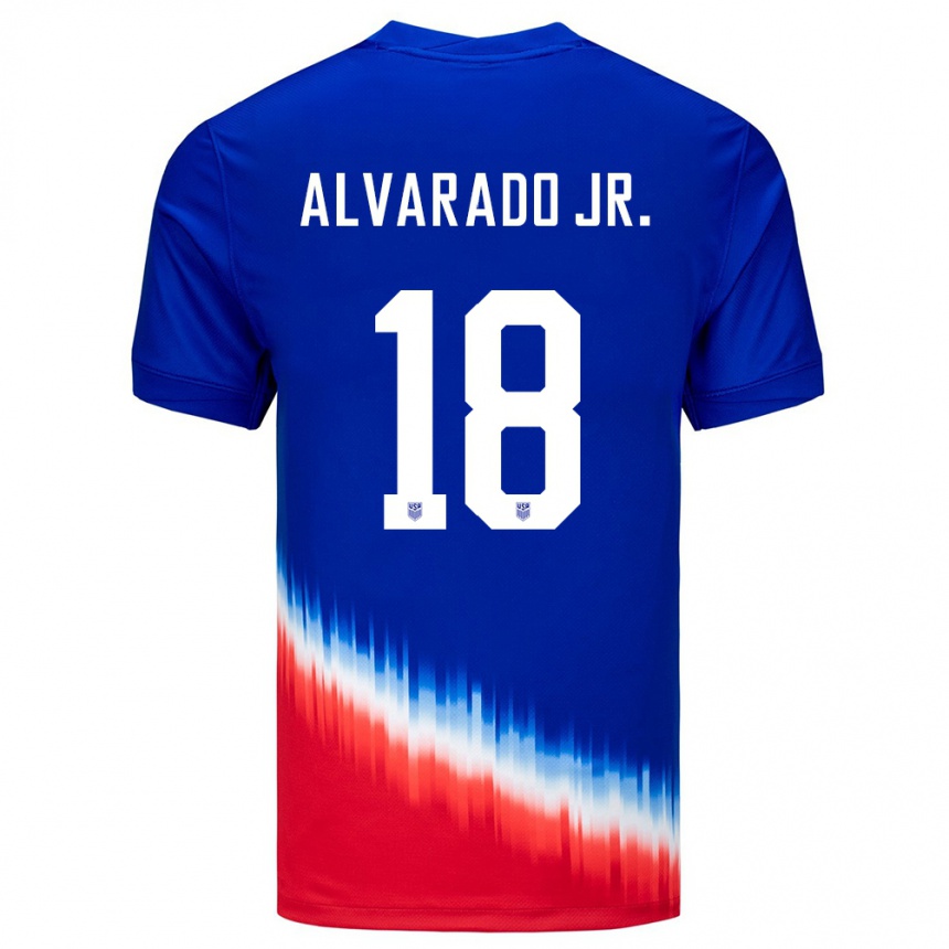 Kids Football United States Alejandro Alvarado Jr #18 Blue Away Jersey 24-26 T-Shirt Canada