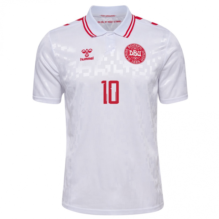 Kids Football Denmark Amalie Vangsgaard #10 White Away Jersey 24-26 T-Shirt Canada