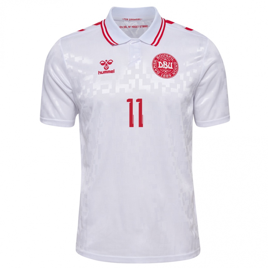 Kids Football Denmark Andreas Skov Olsen #11 White Away Jersey 24-26 T-Shirt Canada