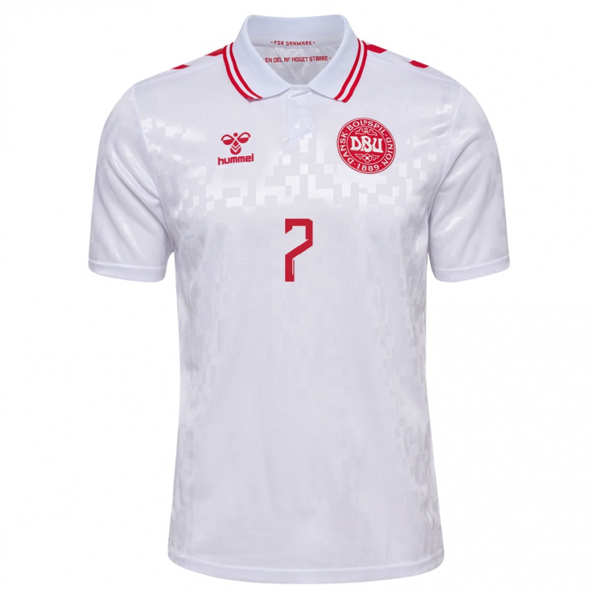 Kids Football Denmark Sanne Troelsgaard #7 White Away Jersey 24-26 T-Shirt Canada