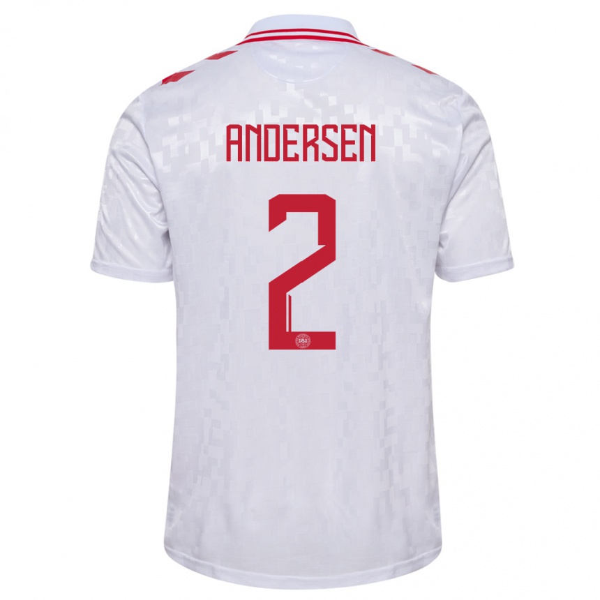 Kids Football Denmark Joachim Andersen #2 White Away Jersey 24-26 T-Shirt Canada