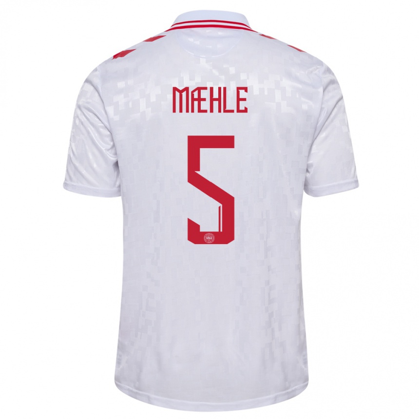 Kids Football Denmark Joakim Maehle #5 White Away Jersey 24-26 T-Shirt Canada