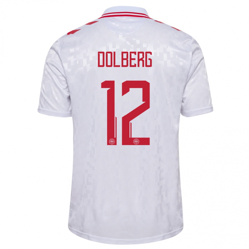 Kids Football Denmark Kasper Dolberg #12 White Away Jersey 24-26 T-Shirt Canada