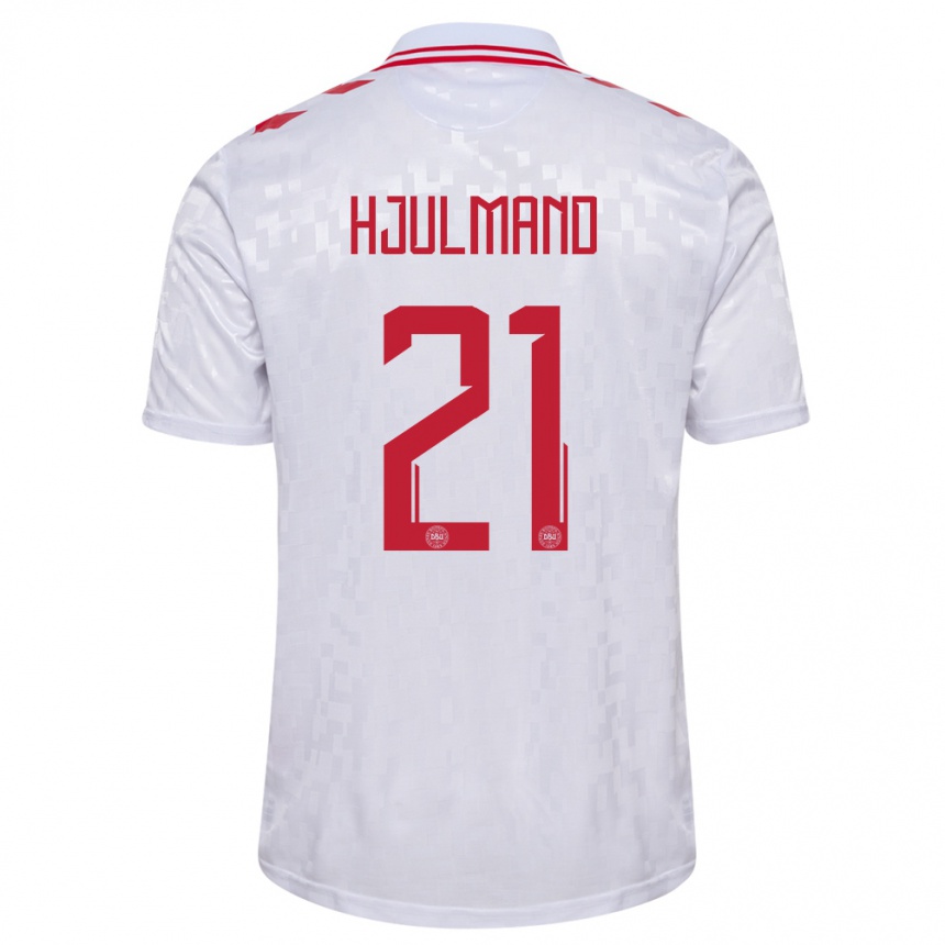 Kids Football Denmark Morten Hjulmand #21 White Away Jersey 24-26 T-Shirt Canada