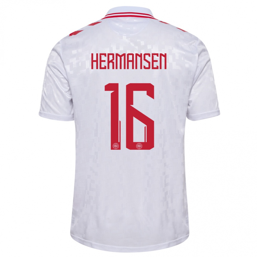 Kids Football Denmark Mads Hermansen #16 White Away Jersey 24-26 T-Shirt Canada