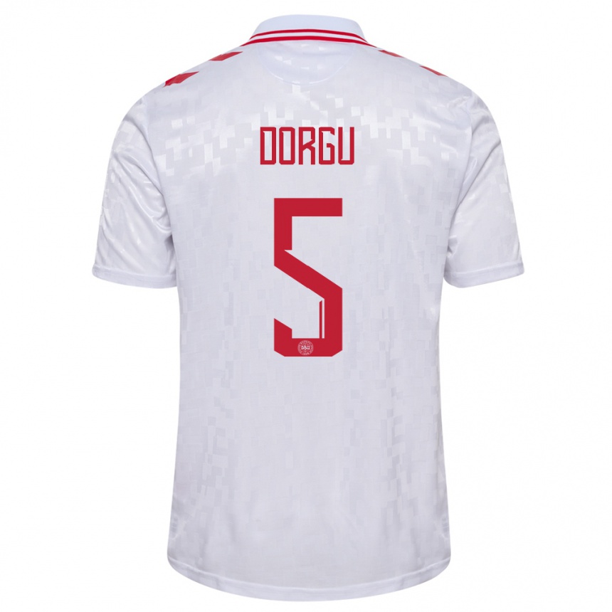 Kids Football Denmark Patrick Dorgu #5 White Away Jersey 24-26 T-Shirt Canada