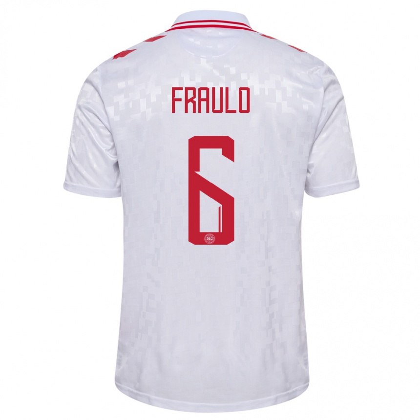 Kids Football Denmark Oscar Fraulo #6 White Away Jersey 24-26 T-Shirt Canada