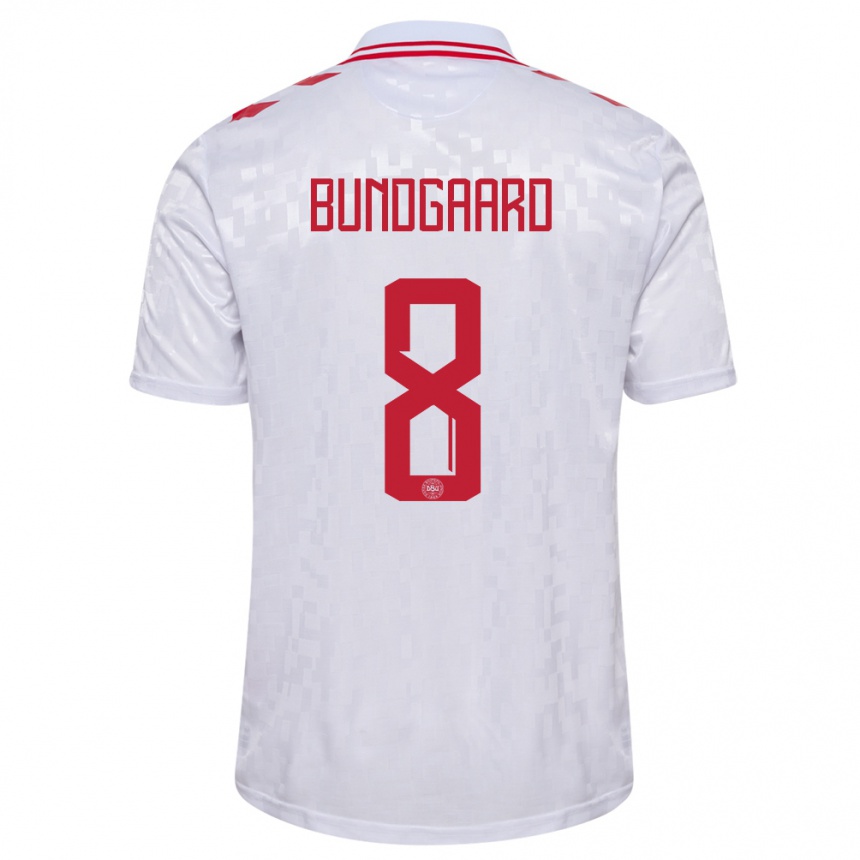 Kids Football Denmark Filip Bundgaard #8 White Away Jersey 24-26 T-Shirt Canada