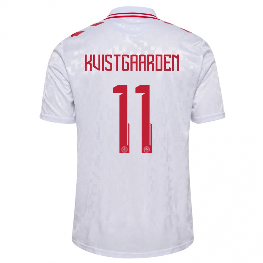 Kids Football Denmark Mathias Kvistgaarden #11 White Away Jersey 24-26 T-Shirt Canada