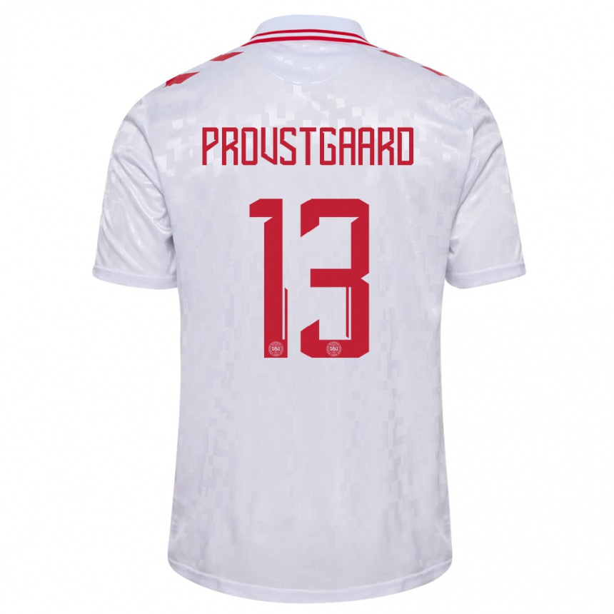 Kids Football Denmark Oliver Provstgaard #13 White Away Jersey 24-26 T-Shirt Canada