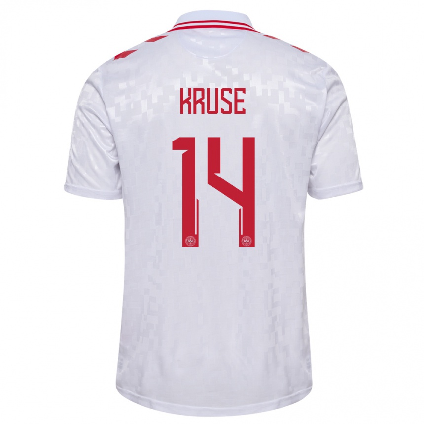 Kids Football Denmark David Kruse #14 White Away Jersey 24-26 T-Shirt Canada