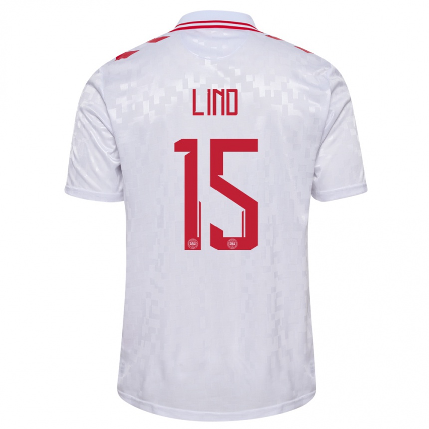 Kids Football Denmark Victor Lind #15 White Away Jersey 24-26 T-Shirt Canada