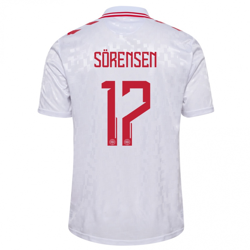 Kids Football Denmark Oliver Sörensen #17 White Away Jersey 24-26 T-Shirt Canada