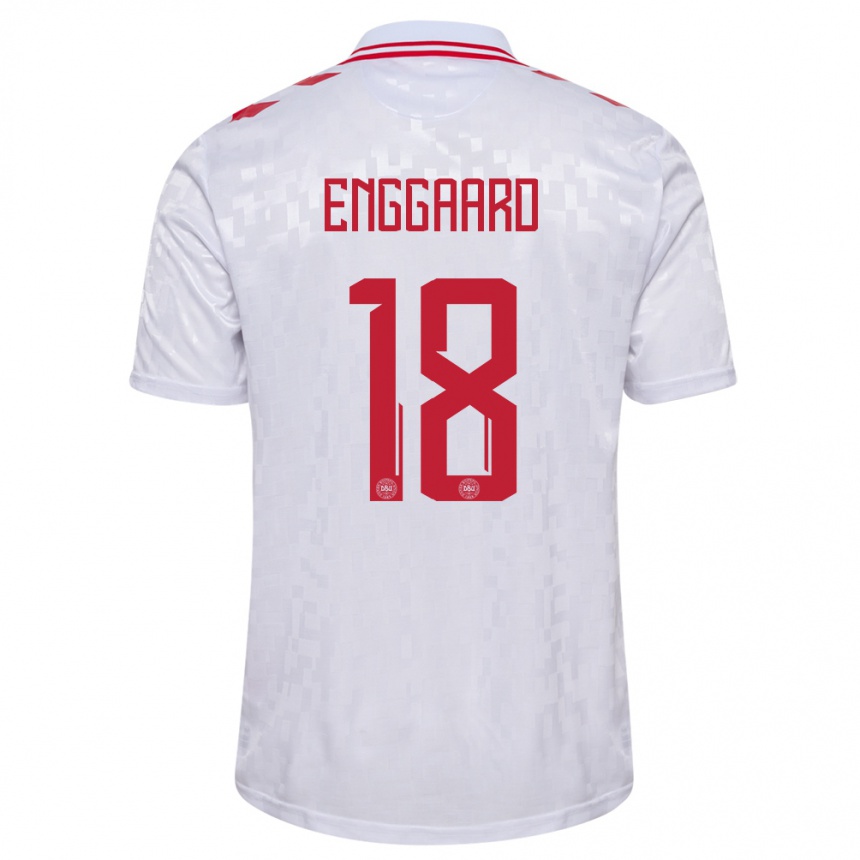 Kids Football Denmark Mads Enggaard #18 White Away Jersey 24-26 T-Shirt Canada