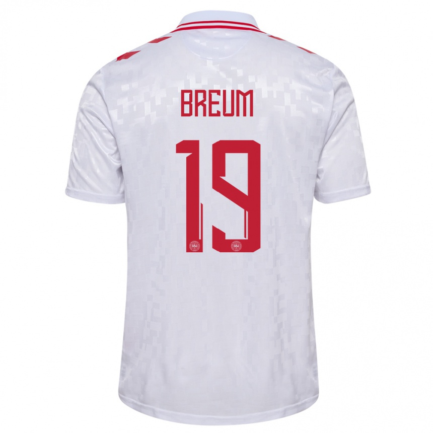 Kids Football Denmark Jakob Breum #19 White Away Jersey 24-26 T-Shirt Canada