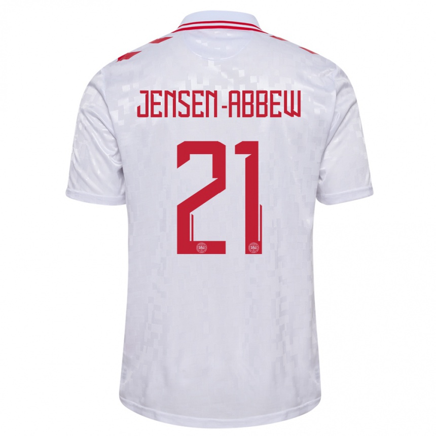 Kids Football Denmark Jonas Jensen-Abbew #21 White Away Jersey 24-26 T-Shirt Canada