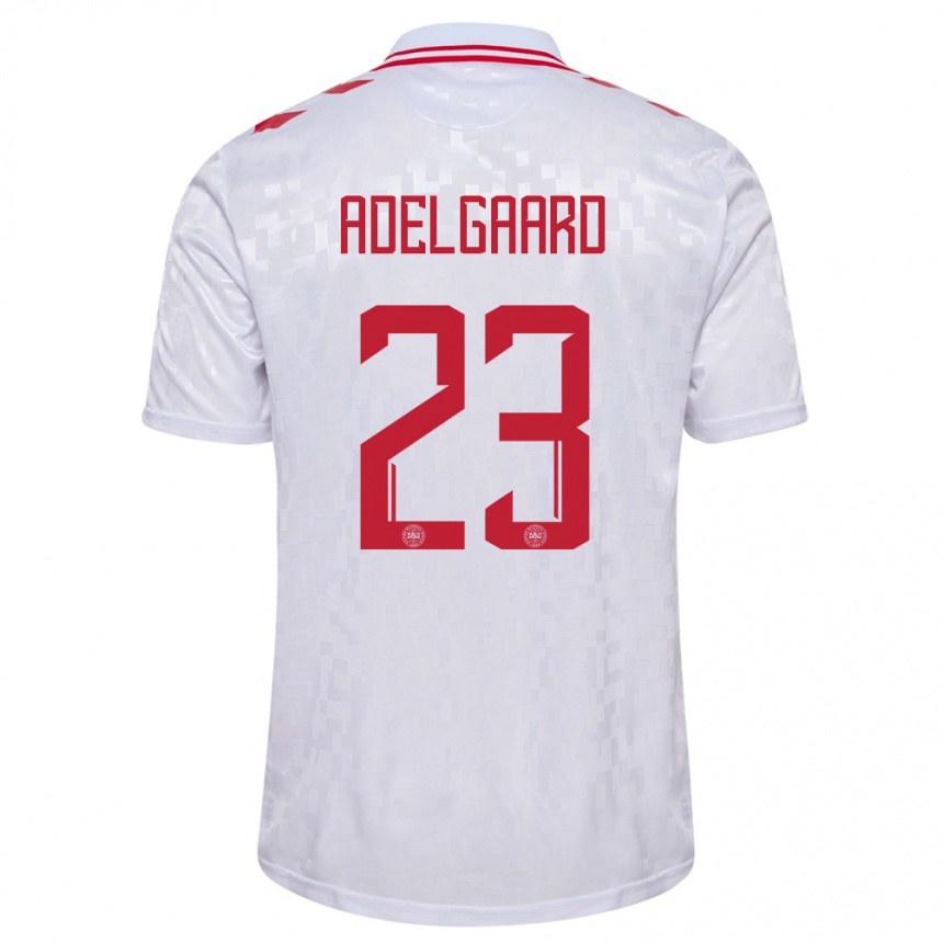 Kids Football Denmark Aske Adelgaard #23 White Away Jersey 24-26 T-Shirt Canada