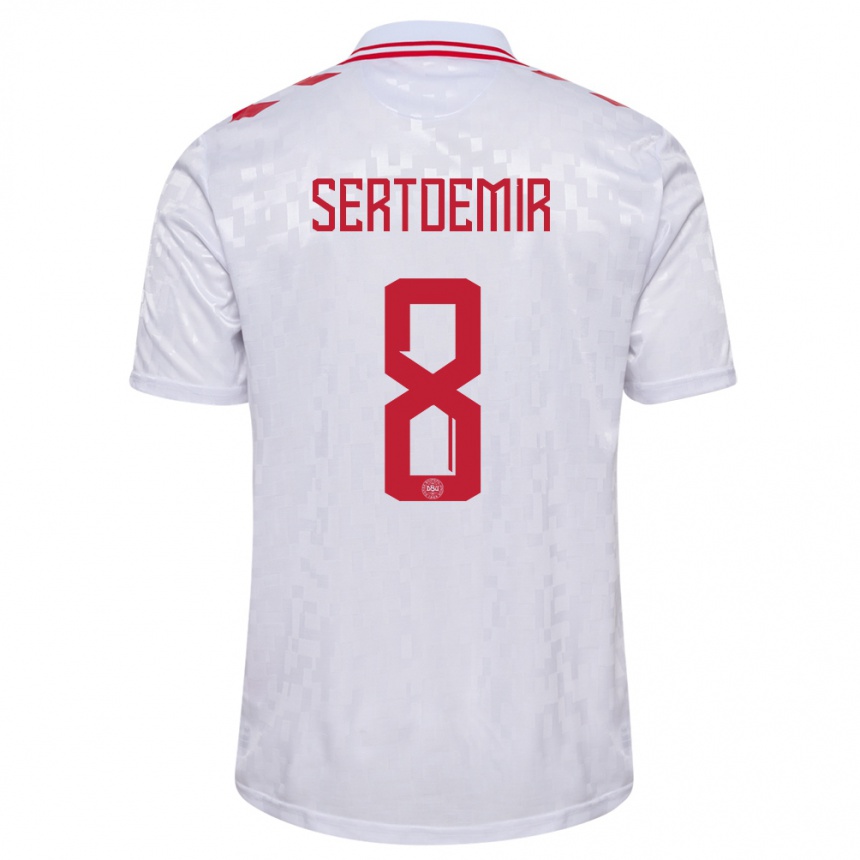 Kids Football Denmark Zidan Sertdemir #8 White Away Jersey 24-26 T-Shirt Canada