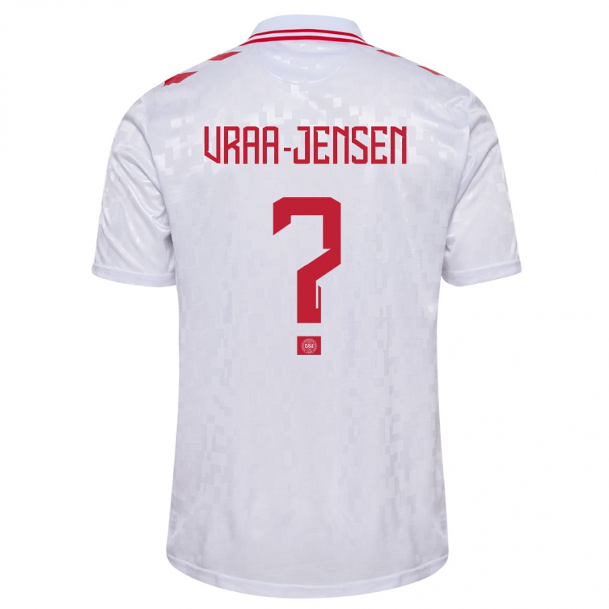 Kids Football Denmark Ludwig Vraa-Jensen #0 White Away Jersey 24-26 T-Shirt Canada