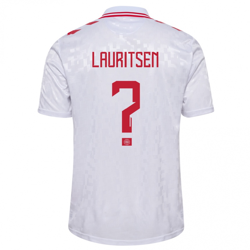 Kids Football Denmark Mads Lauritsen #0 White Away Jersey 24-26 T-Shirt Canada