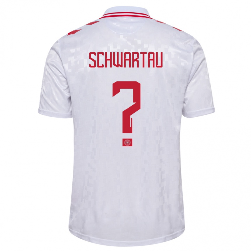 Kids Football Denmark Oscar Schwartau #0 White Away Jersey 24-26 T-Shirt Canada