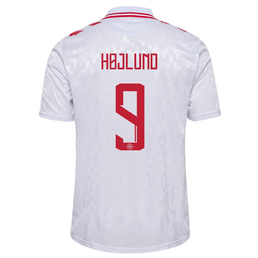 Kids Football Denmark Emil Højlund #9 White Away Jersey 24-26 T-Shirt Canada