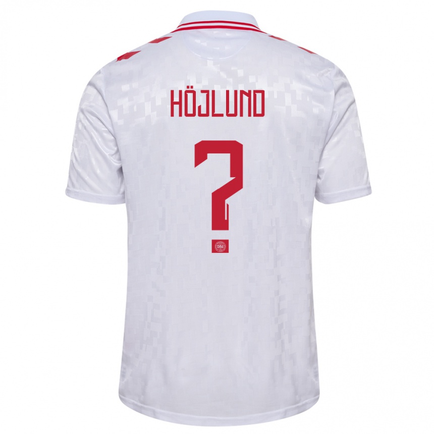 Kids Football Denmark Oscar Höjlund #0 White Away Jersey 24-26 T-Shirt Canada