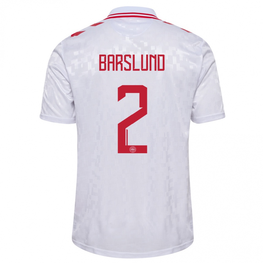 Kids Football Denmark Kaare Barslund #2 White Away Jersey 24-26 T-Shirt Canada