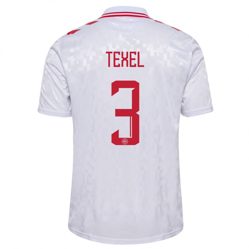 Kids Football Denmark Pontus Texel #3 White Away Jersey 24-26 T-Shirt Canada