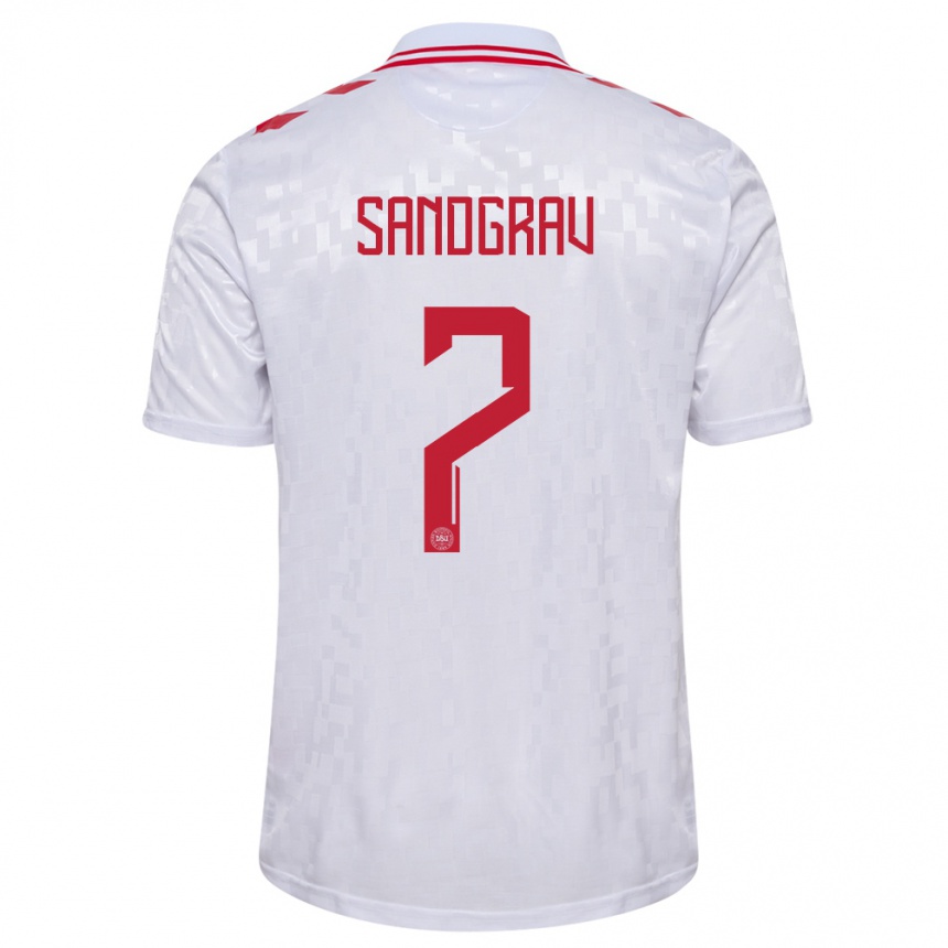 Kids Football Denmark Lauge Sandgrav #7 White Away Jersey 24-26 T-Shirt Canada