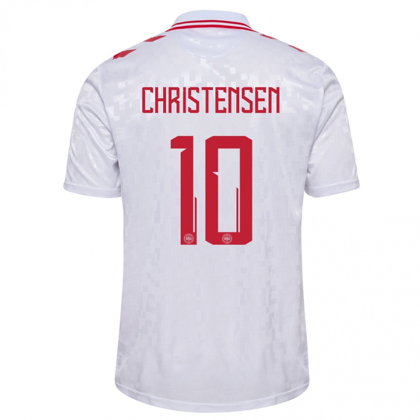 Kids Football Denmark Gustav Christensen #10 White Away Jersey 24-26 T-Shirt Canada