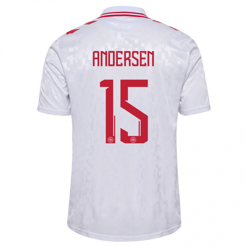 Kids Football Denmark Jacob Andersen #15 White Away Jersey 24-26 T-Shirt Canada