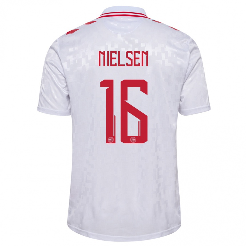 Kids Football Denmark Magnus Nielsen #16 White Away Jersey 24-26 T-Shirt Canada