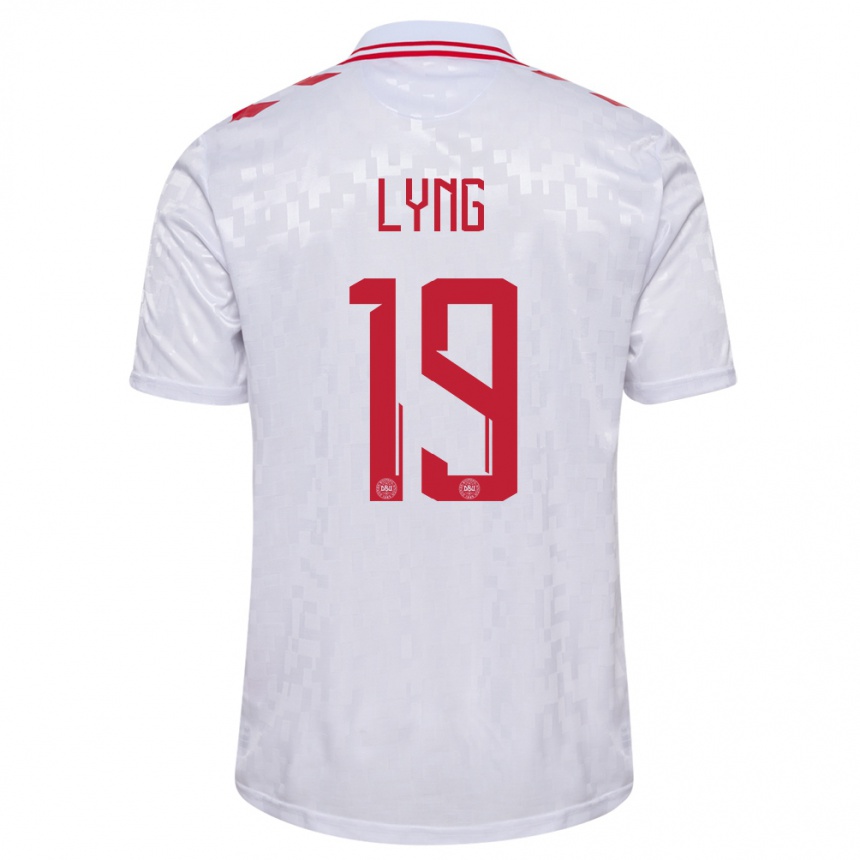 Kids Football Denmark Alexander Lyng #19 White Away Jersey 24-26 T-Shirt Canada