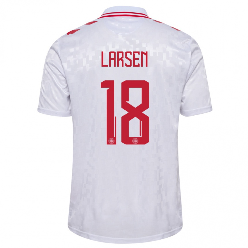 Kids Football Denmark Lukas Larsen #18 White Away Jersey 24-26 T-Shirt Canada