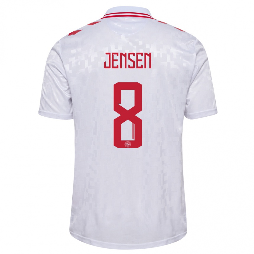 Kids Football Denmark Tobias Lund Jensen #8 White Away Jersey 24-26 T-Shirt Canada