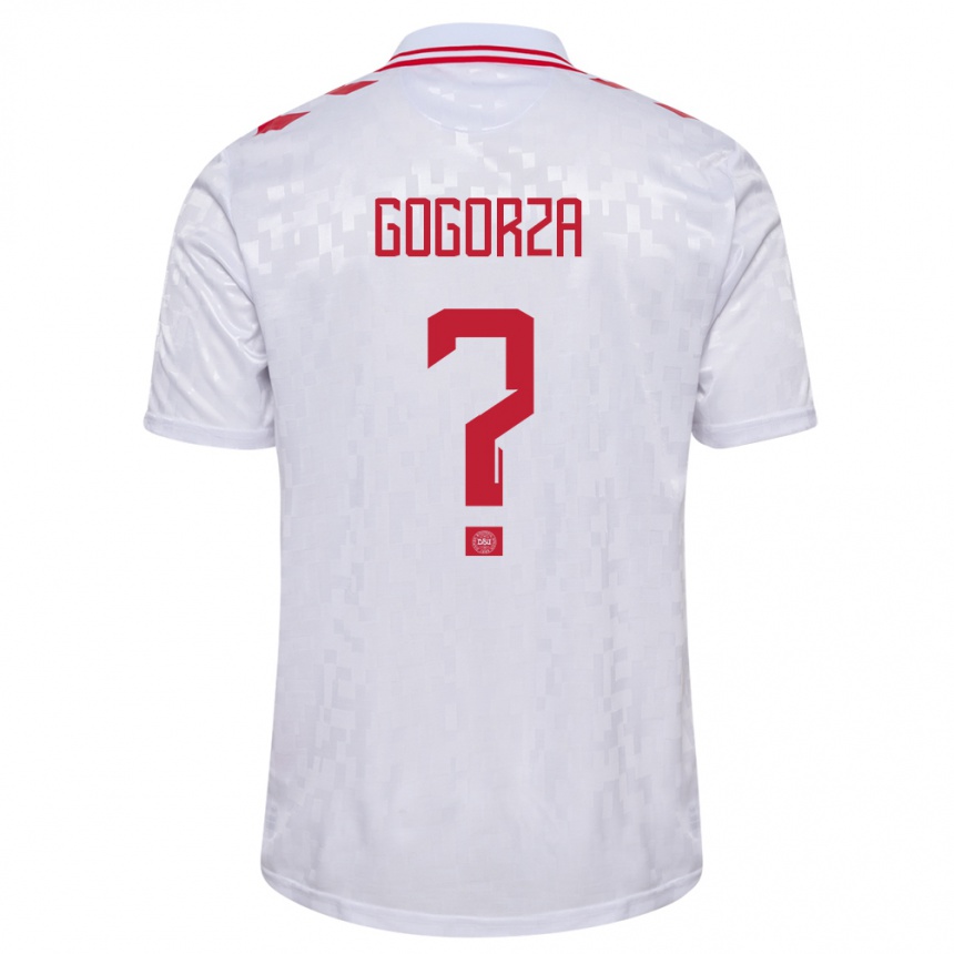 Kids Football Denmark Mikel Gogorza #0 White Away Jersey 24-26 T-Shirt Canada