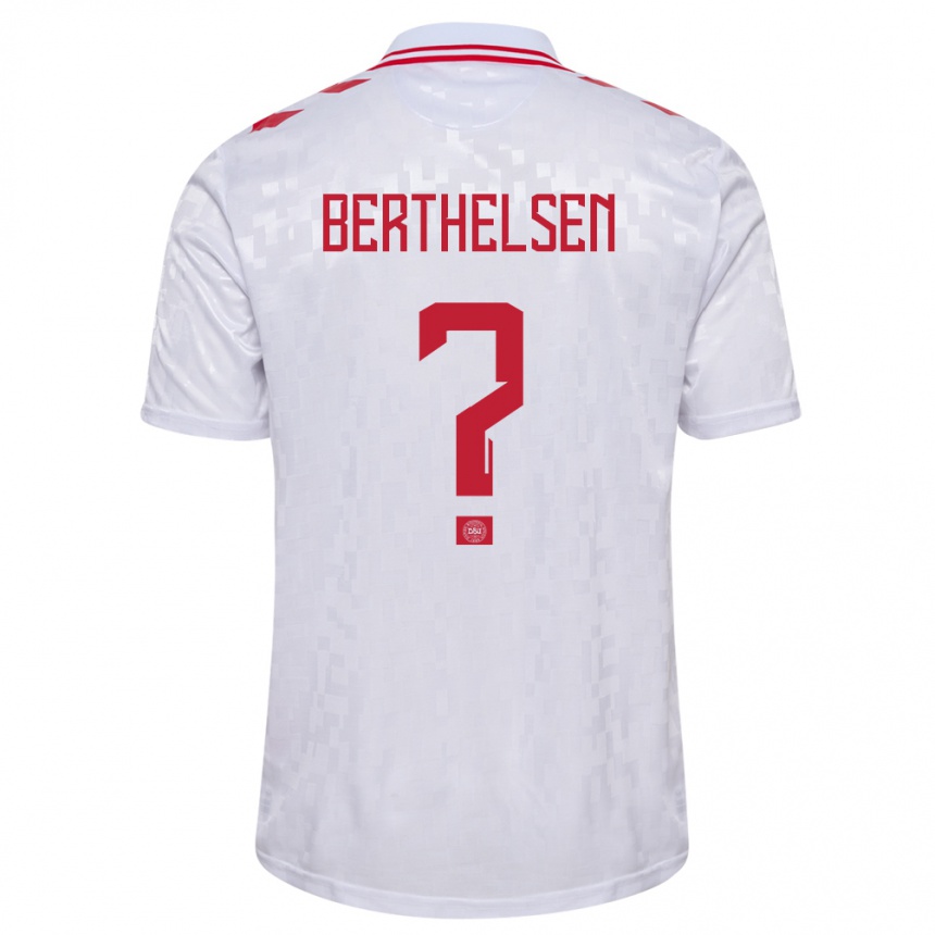 Kids Football Denmark Villum Berthelsen #0 White Away Jersey 24-26 T-Shirt Canada