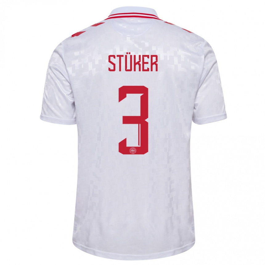 Kids Football Denmark Simon Stüker #3 White Away Jersey 24-26 T-Shirt Canada