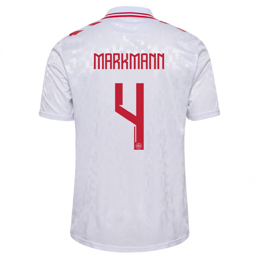 Kids Football Denmark Noah Markmann #4 White Away Jersey 24-26 T-Shirt Canada