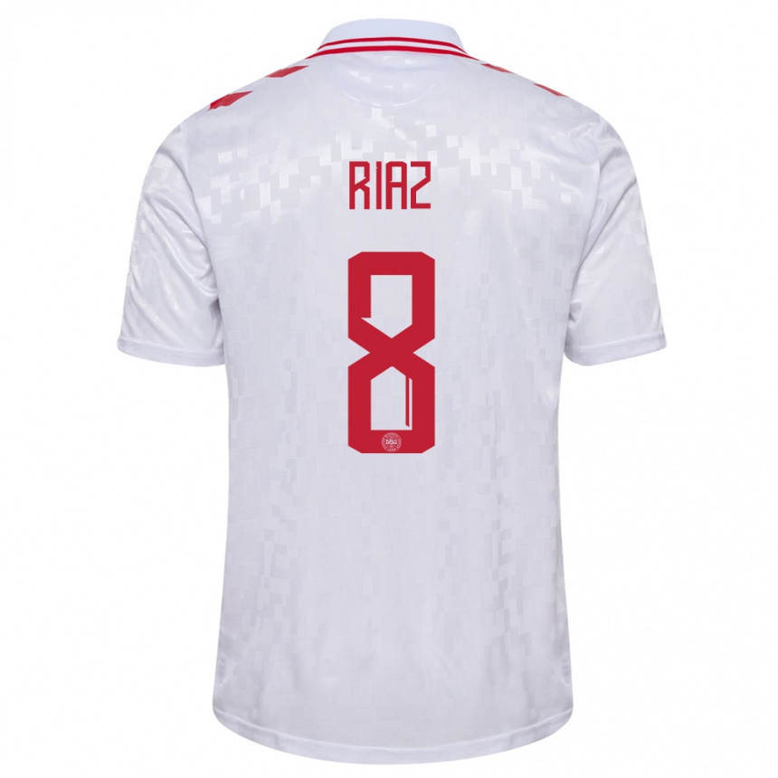 Kids Football Denmark Danial Riaz #8 White Away Jersey 24-26 T-Shirt Canada