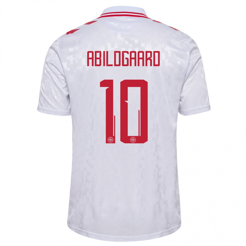 Kids Football Denmark Lasse Abildgaard #10 White Away Jersey 24-26 T-Shirt Canada