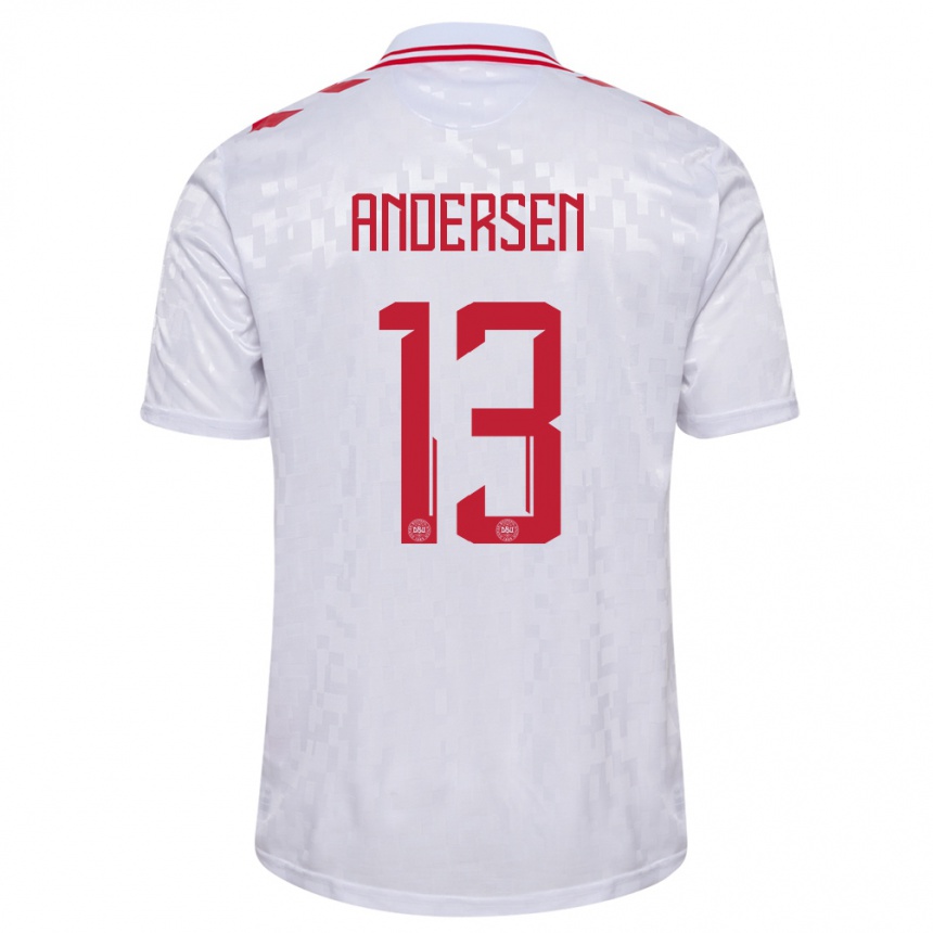 Kids Football Denmark Frej Andersen #13 White Away Jersey 24-26 T-Shirt Canada