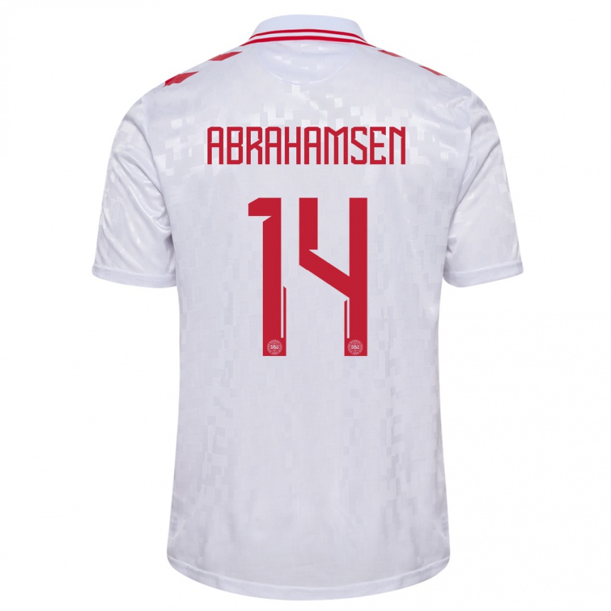 Kids Football Denmark Mads Abrahamsen #14 White Away Jersey 24-26 T-Shirt Canada