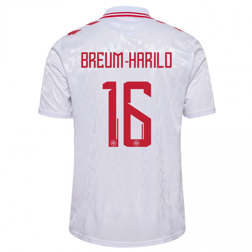 Kids Football Denmark Tobias Breum-Harild #16 White Away Jersey 24-26 T-Shirt Canada