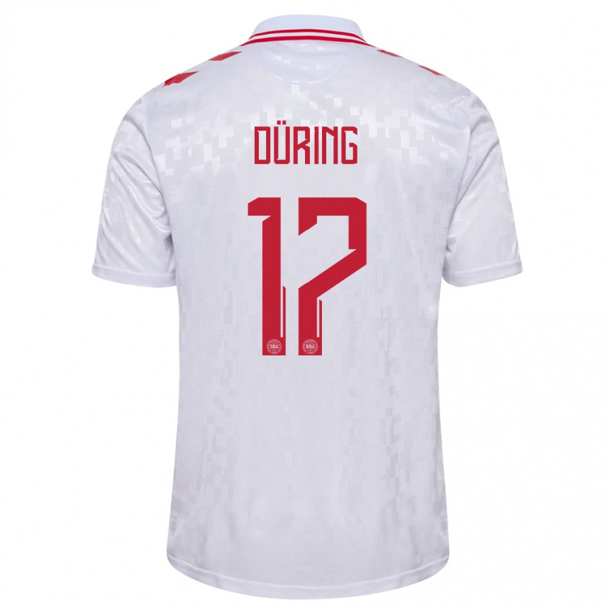 Kids Football Denmark Rasmus Düring #17 White Away Jersey 24-26 T-Shirt Canada