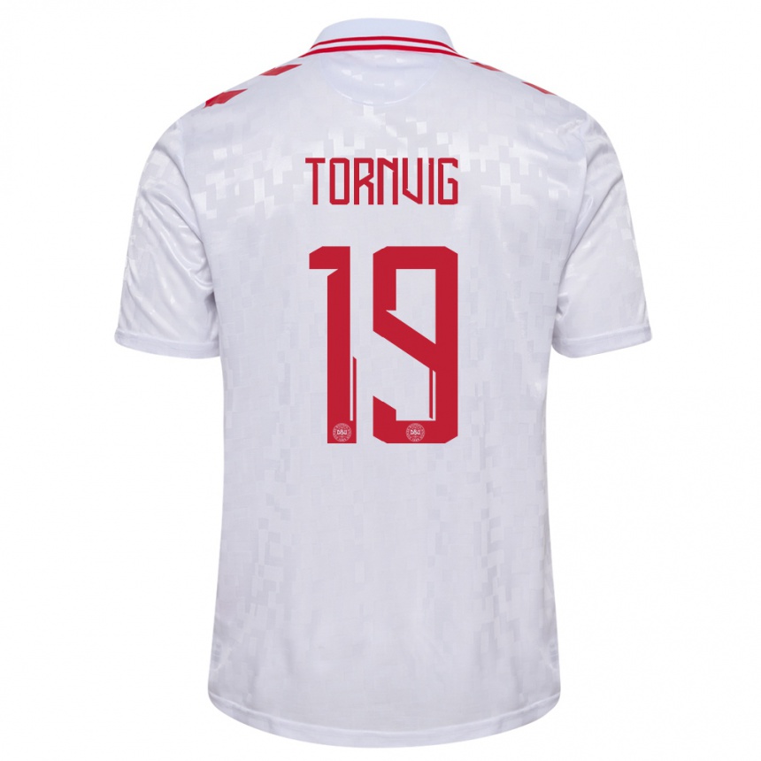 Kids Football Denmark Nicolaj Tornvig #19 White Away Jersey 24-26 T-Shirt Canada