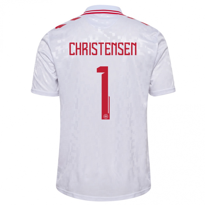 Kids Football Denmark Lene Christensen #1 White Away Jersey 24-26 T-Shirt Canada